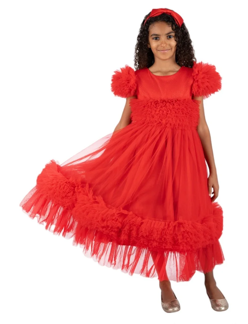 D'Daniela Ruffled Tulle Party Dress