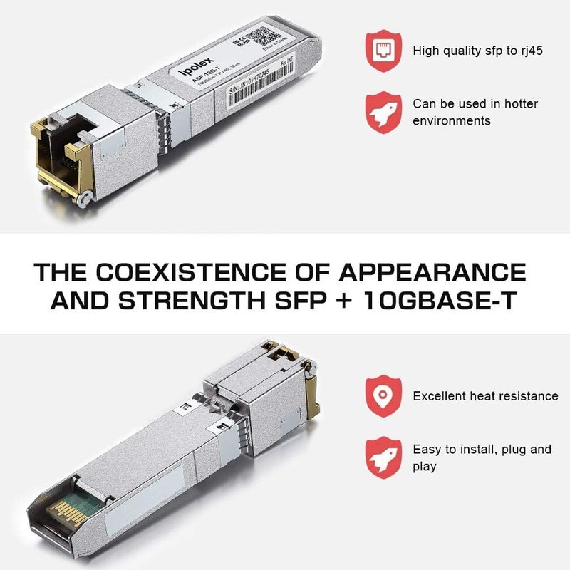 ipolex 1.25/2.5/5/10G SFP+ to RJ45 Transceiver, 10GBase-T Copper SFP+ Module, 10G-T RJ45 Transceiver Compatible for Cisco SFP-10G-T, Ubiquiti F-RJ45-10G, Mikrotik, Netgear, TP-Link, D-Link and More - Image 3