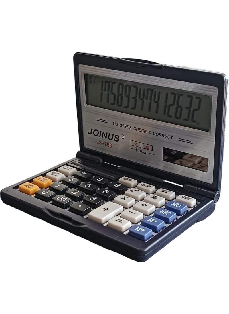 Elektromall JS-756 Solar Powered Electronic 14 Digit/Number Foldable Calculator  - Image 3