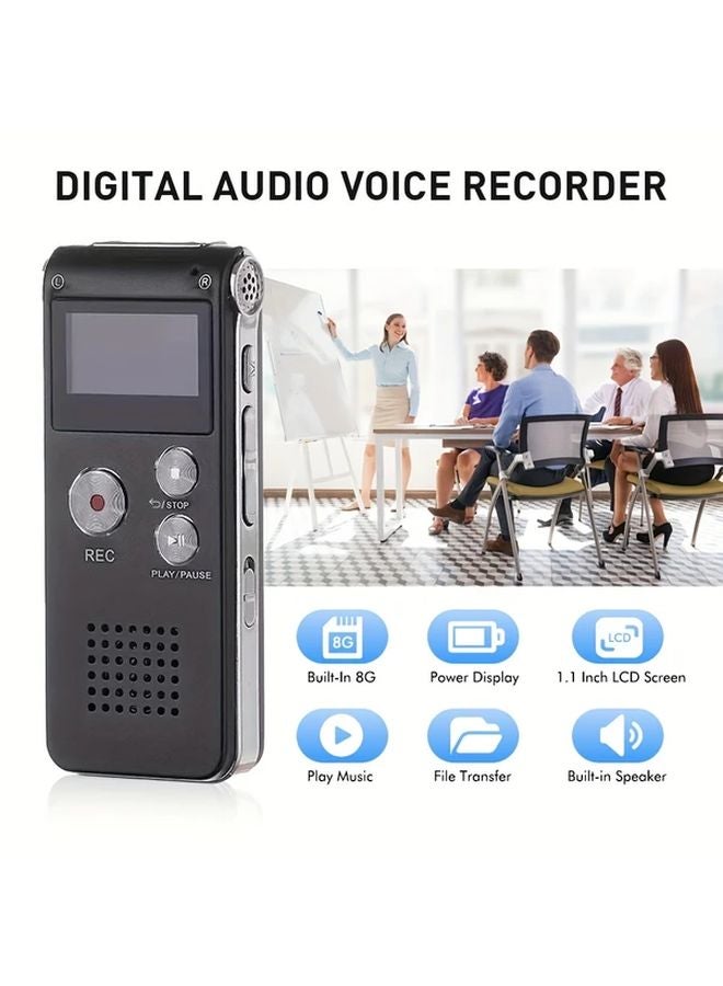 8GB Digital Voice Recorder 1.1 Inch Color Screen USB Rechargeable Long Endurance 1 Set - Image 1