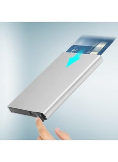 Generic Credit Card Holder Wallet With Rfid Protection, One Click 6 to 8 Cards Slide Out-Silver  - Image 3