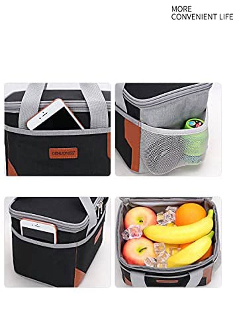 LIMOS Lunch Bag for Women Men Large Insulated box Cooler Tote with Water Resistant(Black)  - Image 3