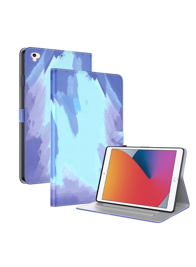 The Bros Watercolor Pattern Skin Feel Magnetic Horizontal Flip PU Leather Case with Holder & Card Slots & Photo Frame & Sleep / Wake-up Function For iPad 9.7