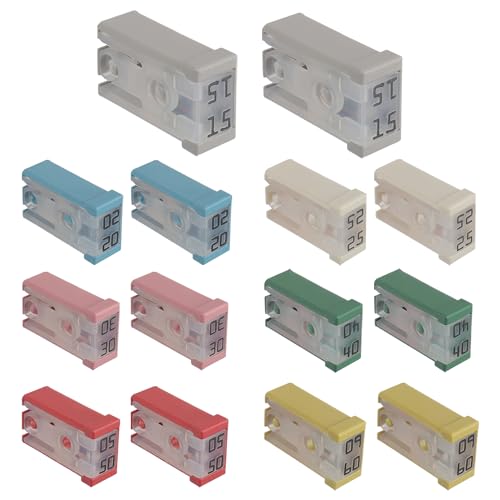 EPLZON 15A 20A 25A 30A 40A 50A 60A 32V Mini Slotted Automotive MCASE Shaped Cartridge Fuse Kit(Pack of 14pcs) - Image 1
