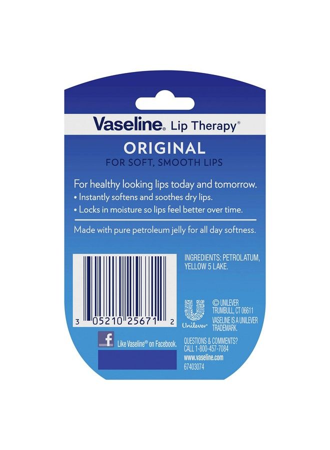 Vaseline Lip Therapy Original Mini White Petrolatum Advanced Moisturizer Relieves Dull And Dry Skin Mini Petroleum Jelly Soft & Smooth Lips (Pack Of 6 0.25 Oz Ea) - Image 4