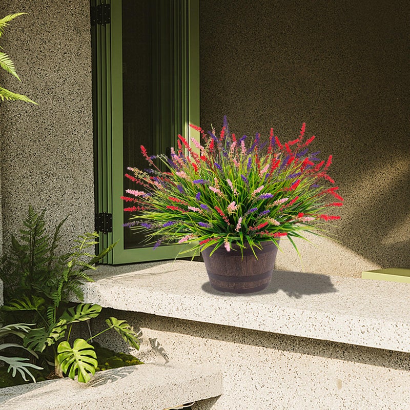 Ammyoo Artificial Faux Plants Flowers for Outdoor Decorations, Fake Monkey Grass for Outside Porch Patio, No Fade Realistic Greenery Plant, UV Resistant Artificial Bush Shrubs for Courtyard Window Garden - Image 4
