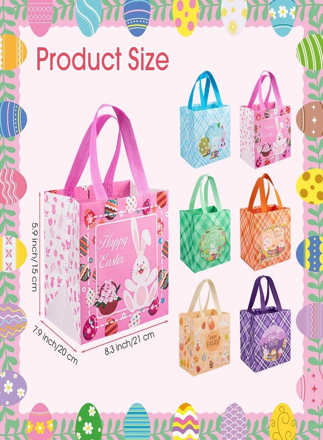 Litmitfu 6 Pcs Easter Gift Bags - Happy Easter Bags with Handles, Reusable Non-woven Easters Treat Goodie Goody Candy Tote Wrapping Bag Rabbit Bunny Basket for Easte Egg Hunt Acticity Party Favors Supplies - Image 3