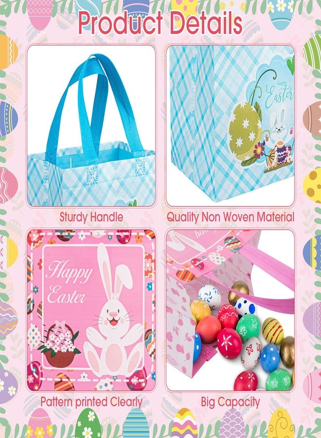 Litmitfu 6 Pcs Easter Gift Bags - Happy Easter Bags with Handles, Reusable Non-woven Easters Treat Goodie Goody Candy Tote Wrapping Bag Rabbit Bunny Basket for Easte Egg Hunt Acticity Party Favors Supplies - Image 4