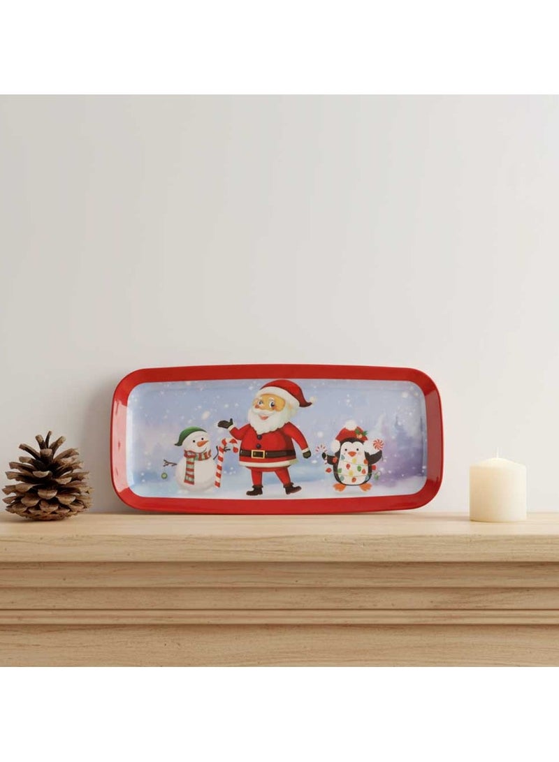 Trentor Christmas Rectangle Flower Melamine Platter with Embossed Dots 15.35" - Image 3