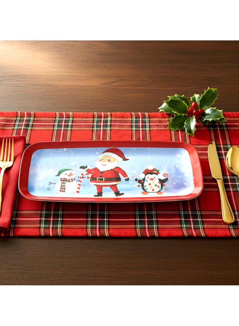 Trentor Christmas Rectangle Flower Melamine Platter with Embossed Dots 15.35" - Image 1