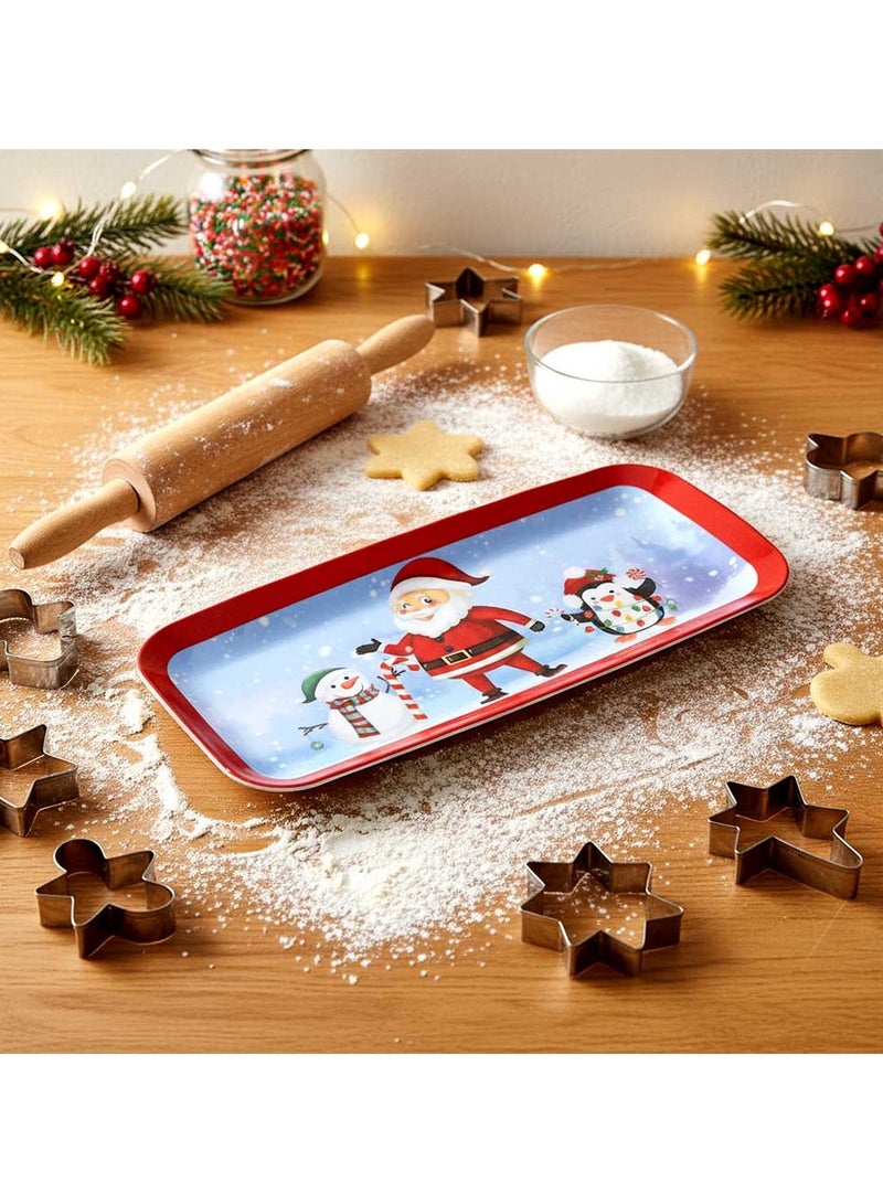 Trentor Christmas Rectangle Flower Melamine Platter with Embossed Dots 15.35" - Image 2