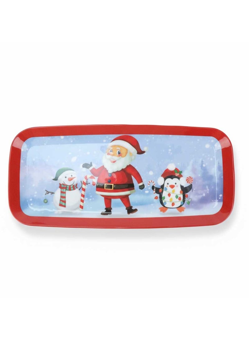 Trentor Christmas Rectangle Flower Melamine Platter with Embossed Dots 15.35" - Image 4