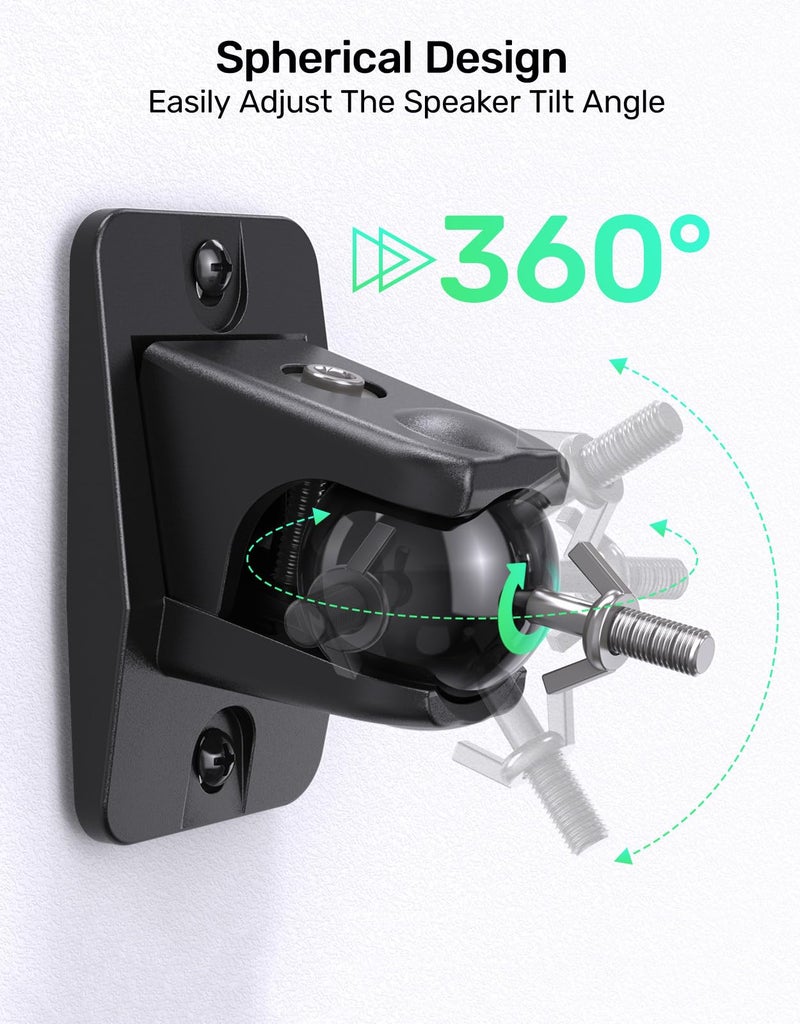 Borenbuir Surround Sound Rear Speaker Wall Mount, Ceiling Mount Bracket for Universal Satellite, fits Keyhole and Thread Hole with 1/4"- 20 Threads, 5mm and 4mm, Compatible with Roku, Samsung q990d & Others - Image 2