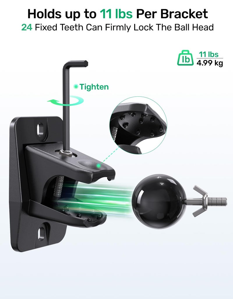 Borenbuir Surround Sound Rear Speaker Wall Mount, Ceiling Mount Bracket for Universal Satellite, fits Keyhole and Thread Hole with 1/4"- 20 Threads, 5mm and 4mm, Compatible with Roku, Samsung q990d & Others - Image 4