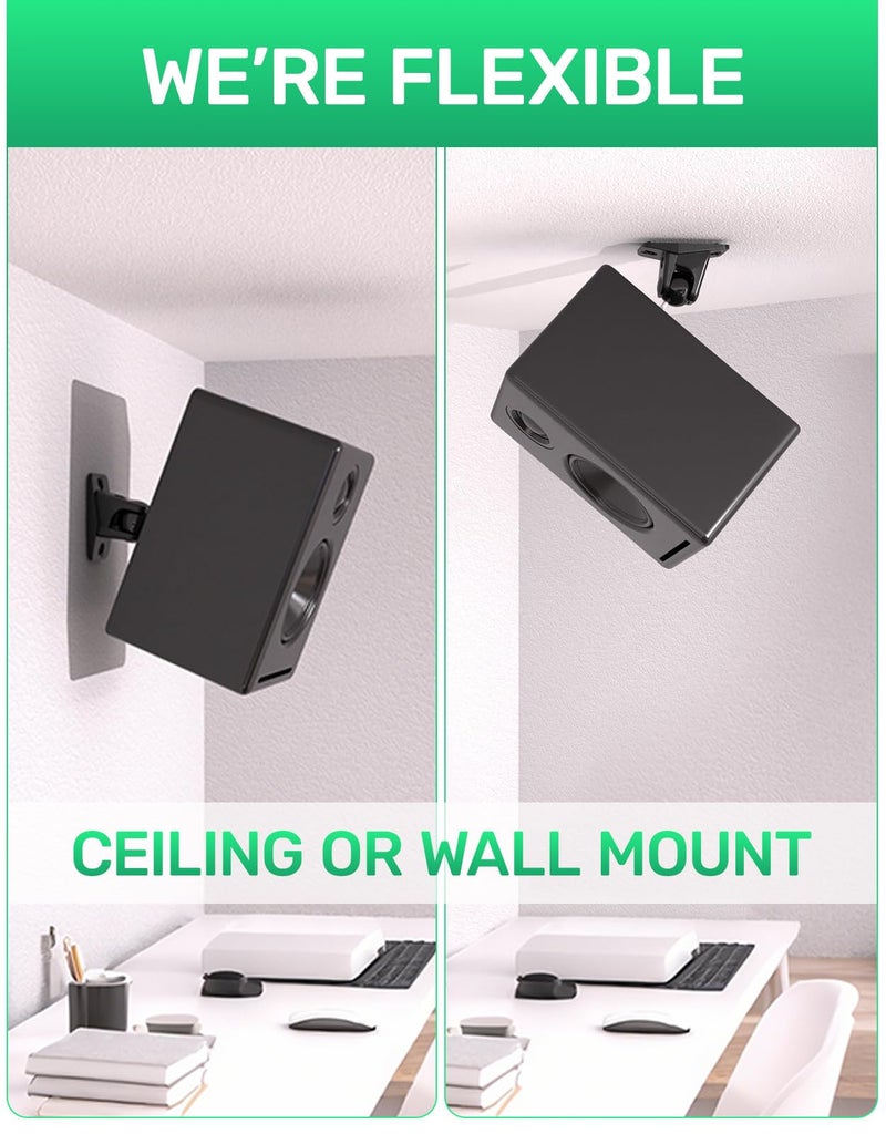 Borenbuir Surround Sound Rear Speaker Wall Mount, Ceiling Mount Bracket for Universal Satellite, fits Keyhole and Thread Hole with 1/4"- 20 Threads, 5mm and 4mm, Compatible with Roku, Samsung q990d & Others - Image 3