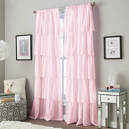 Curtainworks Flounced Ruffle Rod Pocket Curtain Panel, 95 inch, Pink, 1 Panel, 1Q82460APK - Image 1