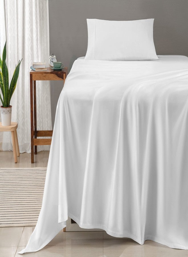 Threadmill 100% Cotton Sheets for Twin Size Bed - 600 Thread Count Twin Bed Sheets Set with 15” Deep Pocket - Sateen Weave 3-Piece Bedding Set with Cooling Effect, White - Image 2