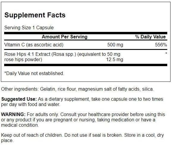 Swanson Vitamin C with Rose HIPS 500 Milligrams 400 Capsules - Image 2
