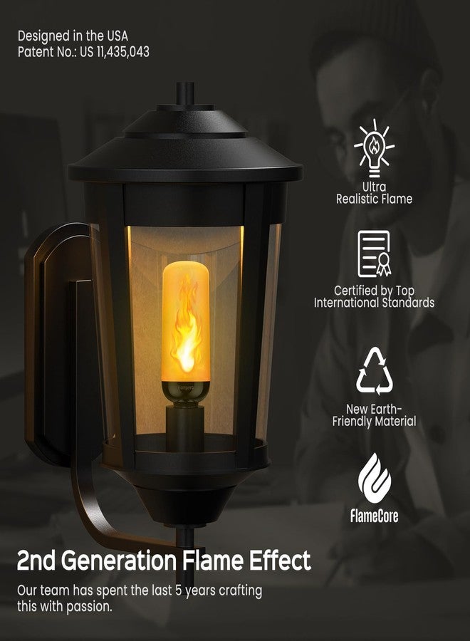 Hompavo Gen2 LED Flame Light Bulbs, Like Real Fire 4-Mode Flickering Light Bulbs with Upside Down Effect, E26 Flame Bulb for Halloween Christmas Party Patio Porch Home Indoor & Outdoor Decorations, 2 - Image 2