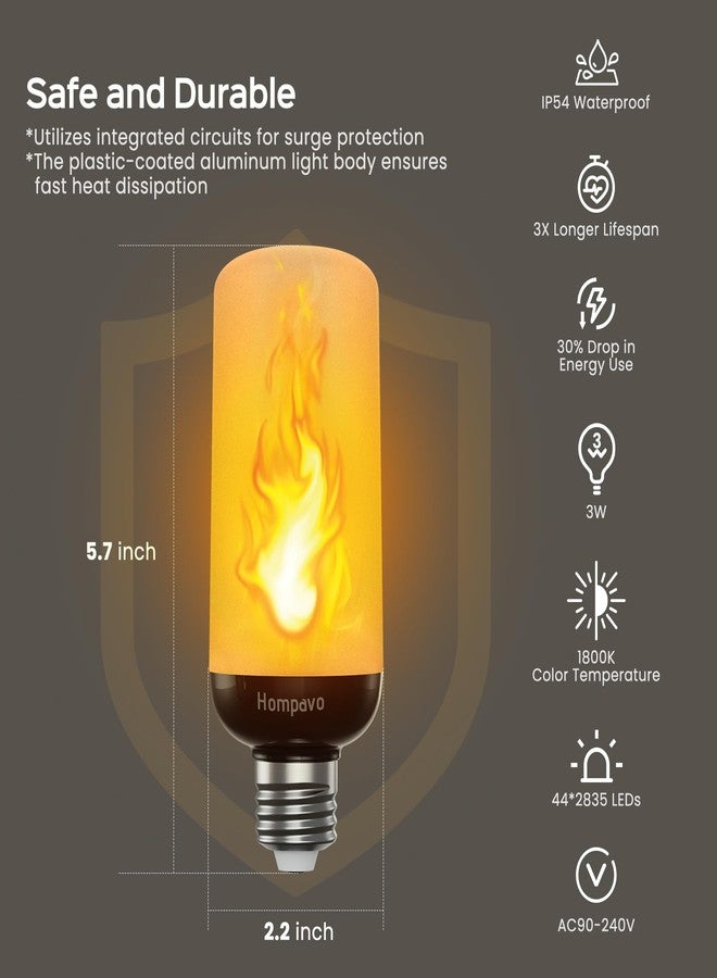 Hompavo Gen2 LED Flame Light Bulbs, Like Real Fire 4-Mode Flickering Light Bulbs with Upside Down Effect, E26 Flame Bulb for Halloween Christmas Party Patio Porch Home Indoor & Outdoor Decorations, 2 - Image 4