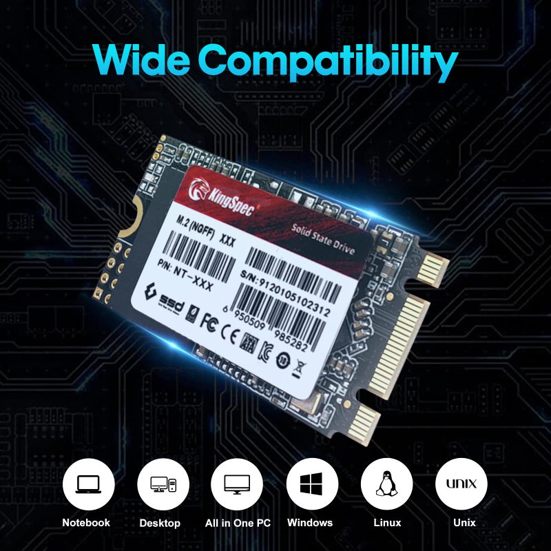 KingSpec M.2 SATA SSD, 128GB 2242 SATA III 6Gbps Internal M.2 SSD, Ultra-Slim NGFF State Drive for Desktop/Laptop/Notebook (2242, 128GB) - Image 5