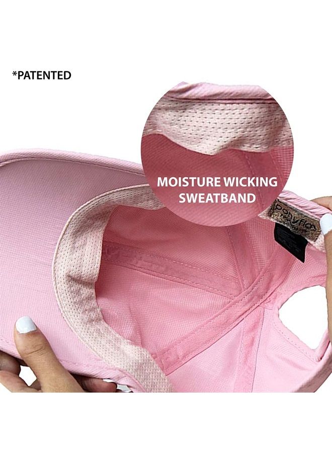Ponyflo Active Ponytail Hat - Ponytail Caps for Women, Designed for Curly Hair Pink