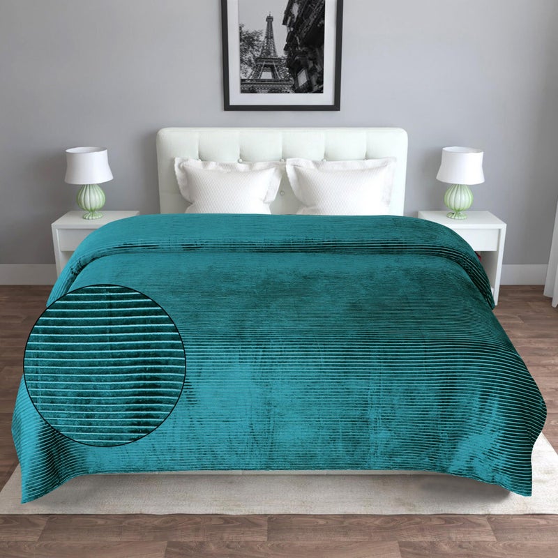 RD TREND® Striped Warm Reversible Quilt Cover Double Bed with Zipper, Duvet Cover Double Bed with Stripe Soft Flannel (90x100) Inches. (Green) - Image 4