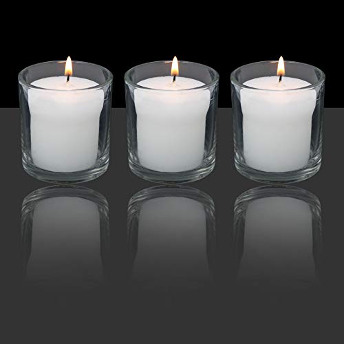 RAMBUE White Votive Candles in Clear Glass Jar 24 Hour Long Burning Time Decorative 1 Day Candle Cups Unscented for Dinner Wedding Centerpieces -6 pack - Image 3