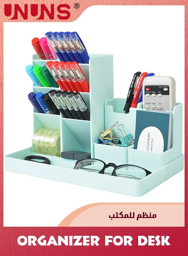 UNUNS Office Pen Organizer For Desk,Small Desk Organizer For Stationery Supplies,Cute Pencil Holders For Kids,Art Supplies Marker Storage Organizer For Office,School,Home,Green - Image 1