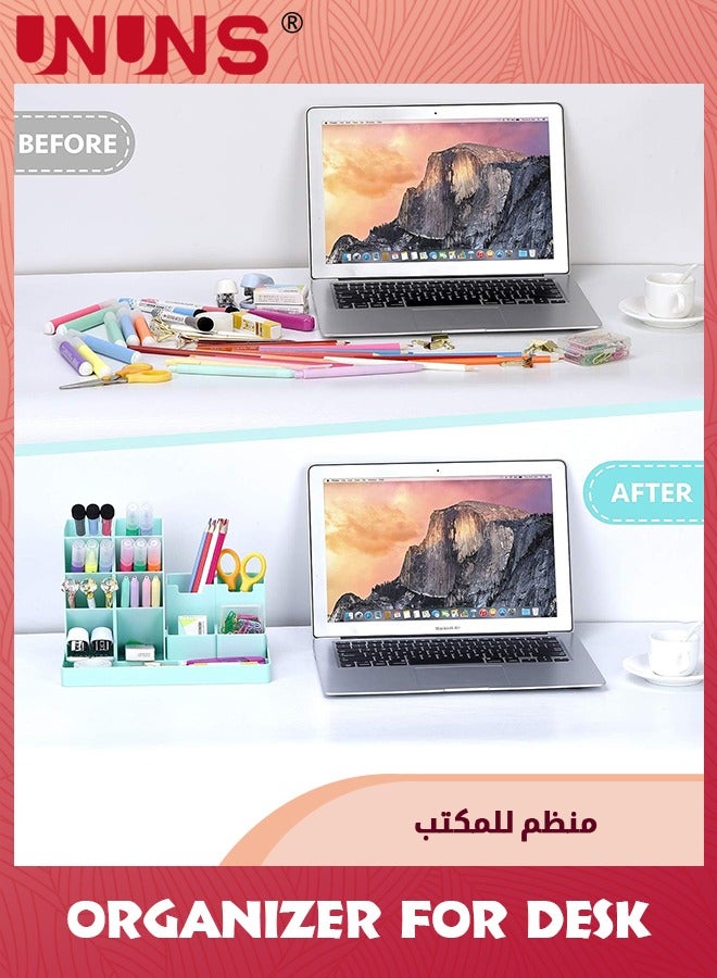 UNUNS Office Pen Organizer For Desk,Small Desk Organizer For Stationery Supplies,Cute Pencil Holders For Kids,Art Supplies Marker Storage Organizer For Office,School,Home,Green - Image 2