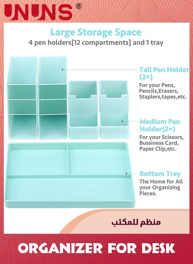 UNUNS Office Pen Organizer For Desk,Small Desk Organizer For Stationery Supplies,Cute Pencil Holders For Kids,Art Supplies Marker Storage Organizer For Office,School,Home,Green - Image 3