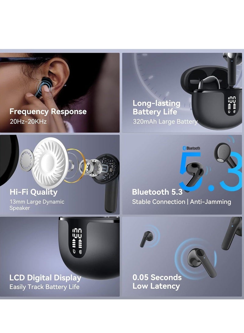 Captaintech Wireless Earbuds Bluetooth V5.3 Headphones in-Ear, USB-C Fast Charge, Clear Sound, Built-in HD Mic, Touch Control, 48H Playtime, IPX8 Waterproof for Sport Wireless Headphones - Image 4