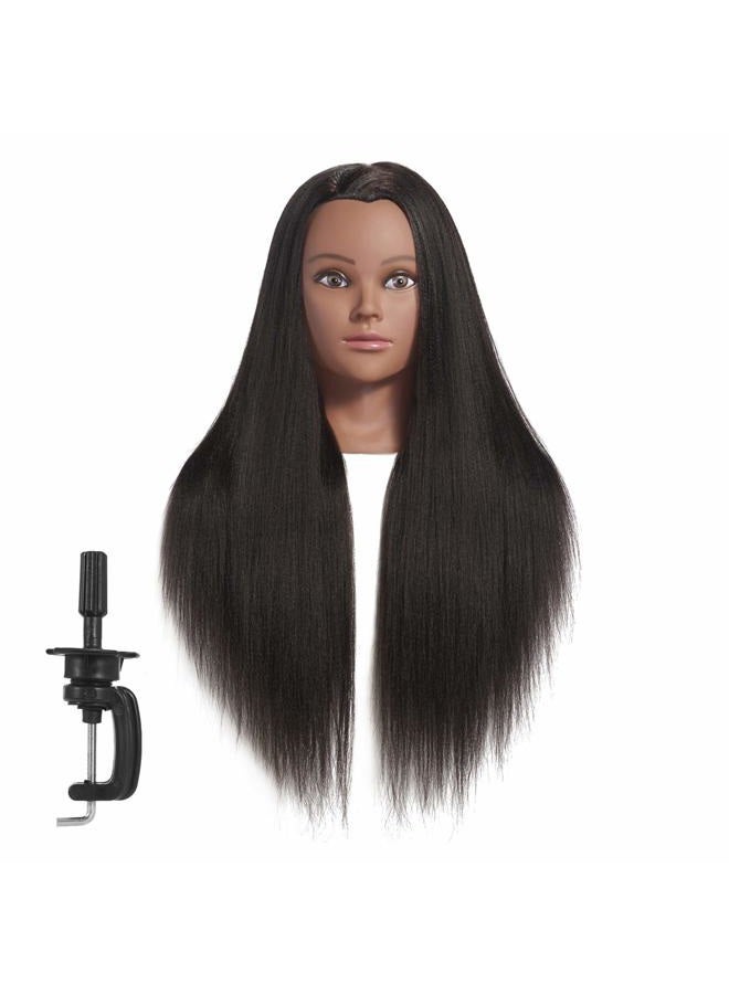 Hairginkgo Mannequin Head 26"-28" Super Long Synthetic Yaki Fiber Hair Manikin Head Styling Hairdresser Training Head Cosmetology Doll Head for Cutting Braiding Practice with Clamp (91806BY0220) - Image 1