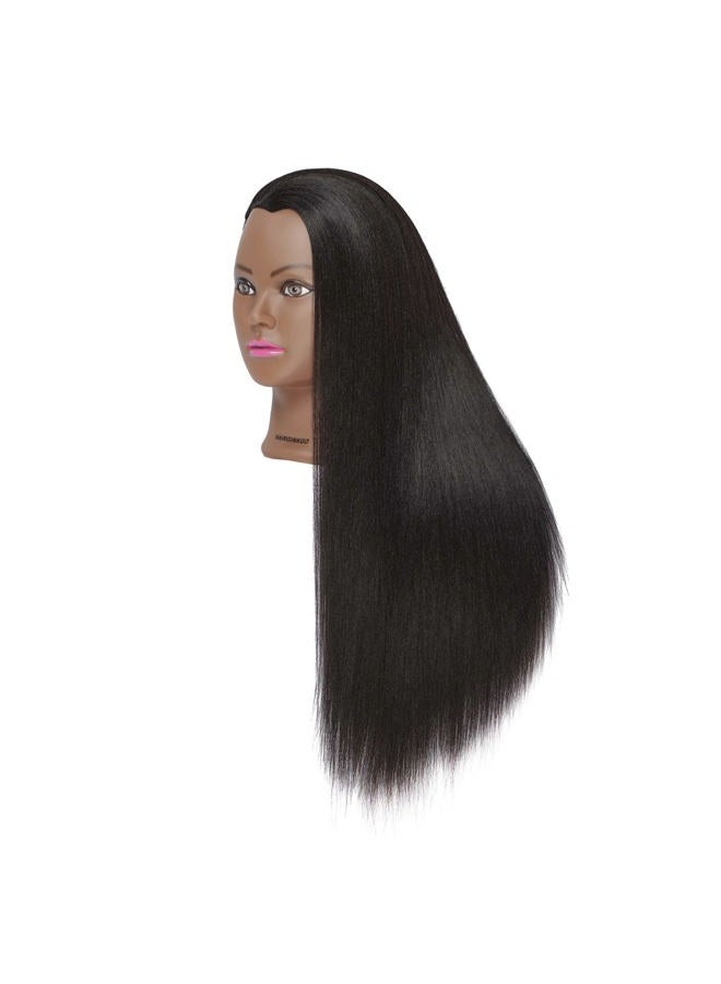 Hairginkgo Mannequin Head 26"-28" Super Long Synthetic Yaki Fiber Hair Manikin Head Styling Hairdresser Training Head Cosmetology Doll Head for Cutting Braiding Practice with Clamp (91806BY0220) - Image 2