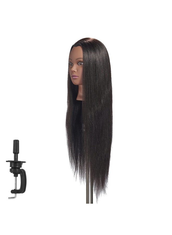 Hairginkgo Mannequin Head 26"-28" Super Long Synthetic Yaki Fiber Hair Manikin Head Styling Hairdresser Training Head Cosmetology Doll Head for Cutting Braiding Practice with Clamp (91806BY0220) - Image 5