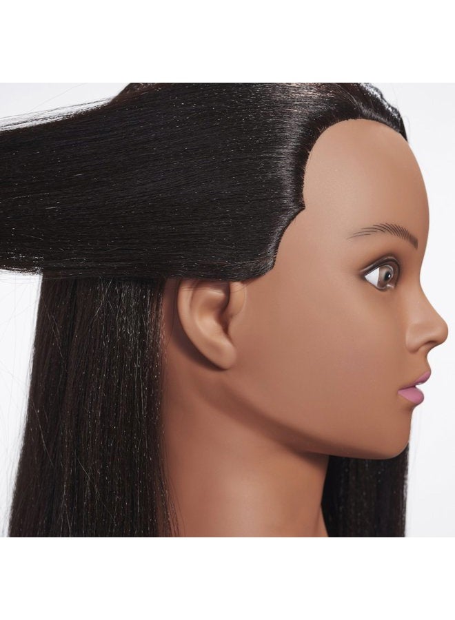 Hairginkgo Mannequin Head 26"-28" Super Long Synthetic Yaki Fiber Hair Manikin Head Styling Hairdresser Training Head Cosmetology Doll Head for Cutting Braiding Practice with Clamp (91806BY0220) - Image 3