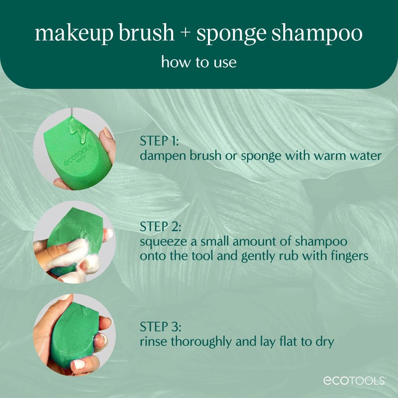 EcoTools XL Makeup Brush + Sponge Shampoo, Removes Makeup, Dirt, & Impurities From Makeup Brushes & Makeup Blending Sponges, Fragrance-Free, Vegan, & Cruelty-Free 16 fl. oz./473 ml, 1 Count, Clear - Image 5