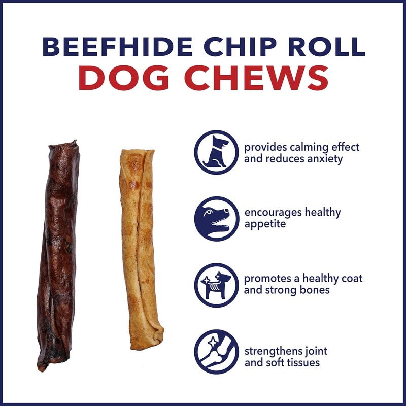 Pet Factory 100% Made in USA Beefhide 5" Chip Rolls Dog Chew Treats - Beef & Chicken Flavor, 18 Count/1 Pack - Image 5