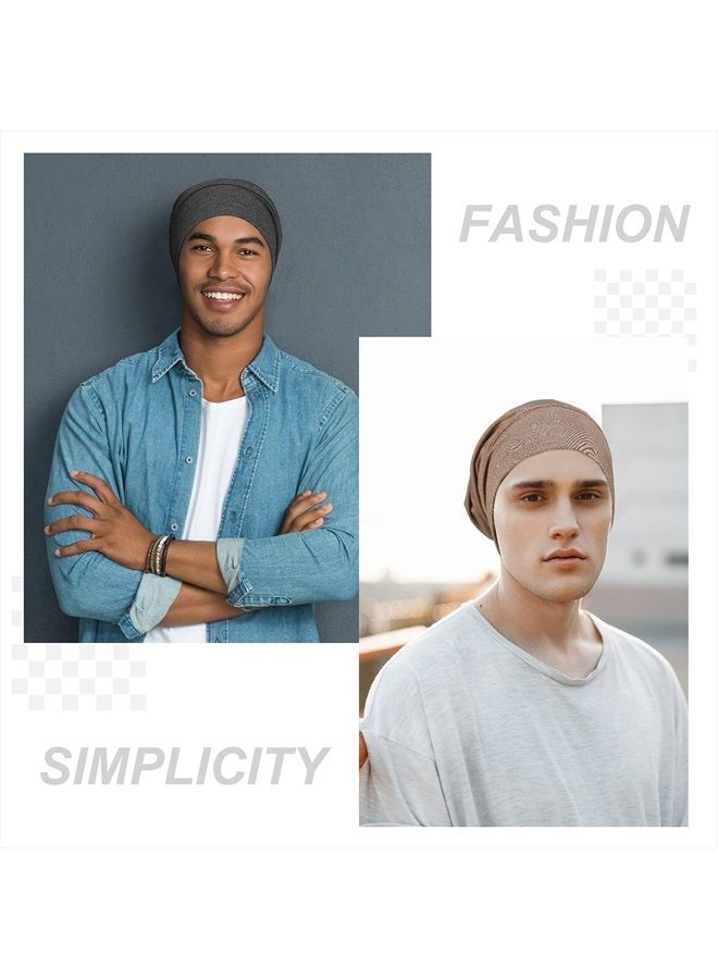 Geyoga 4 Pieces Satin Lined Hair Cover Satin Sleep Bonnet Adjustable-Designed Sleeping Beanie Stay on No Fading Cap for Men  - Image 2