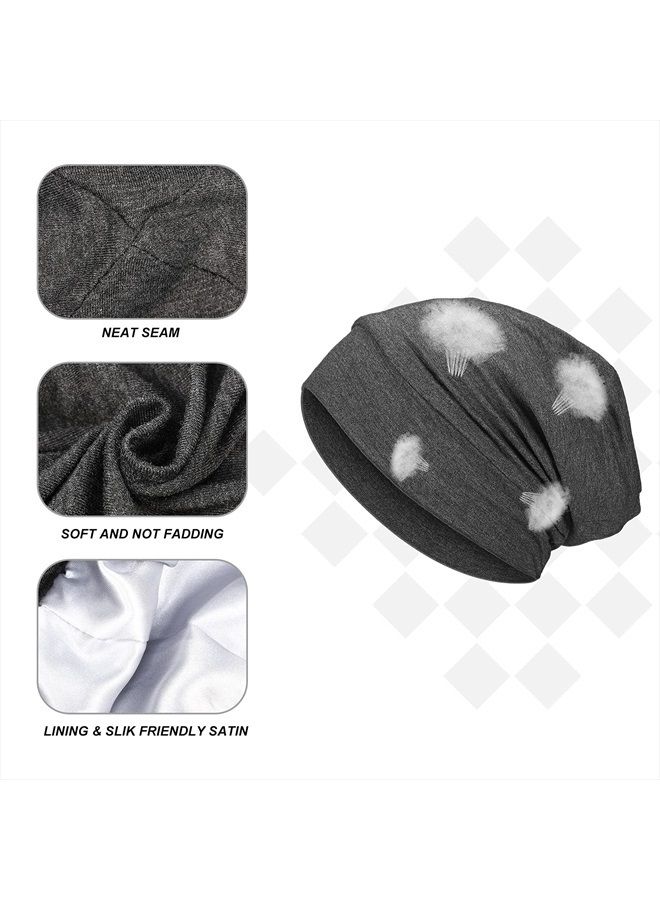 Geyoga 4 Pieces Satin Lined Hair Cover Satin Sleep Bonnet Adjustable-Designed Sleeping Beanie Stay on No Fading Cap for Men  - Image 3