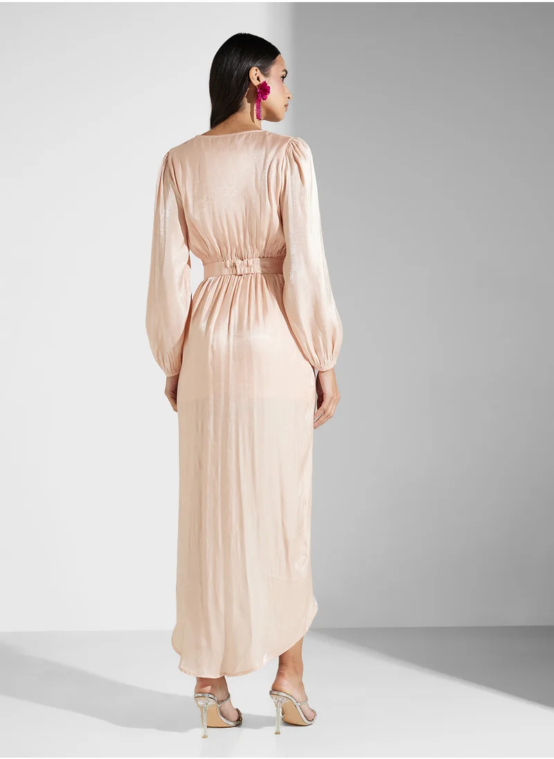 جولدن ابل LUREX WRAP MIDI DRESS