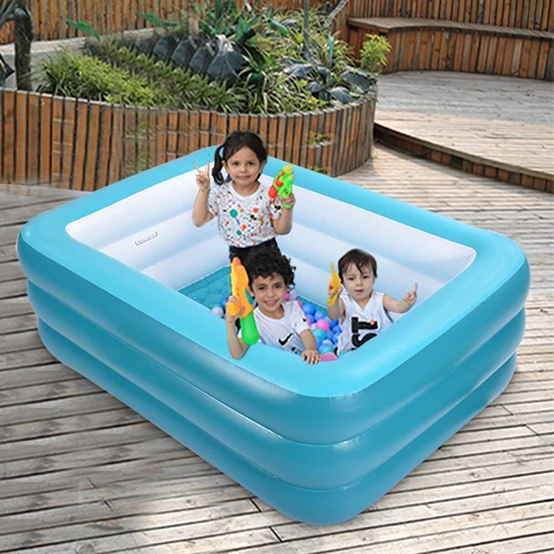 XFlated Inflatable Swimming Pool for Kids, 59" X 45" X 20" Kiddie Pools with Inflatable Soft Floor, Durable Blow Up Pools for Backyard, Garden or Indoor (Green) - Image 3