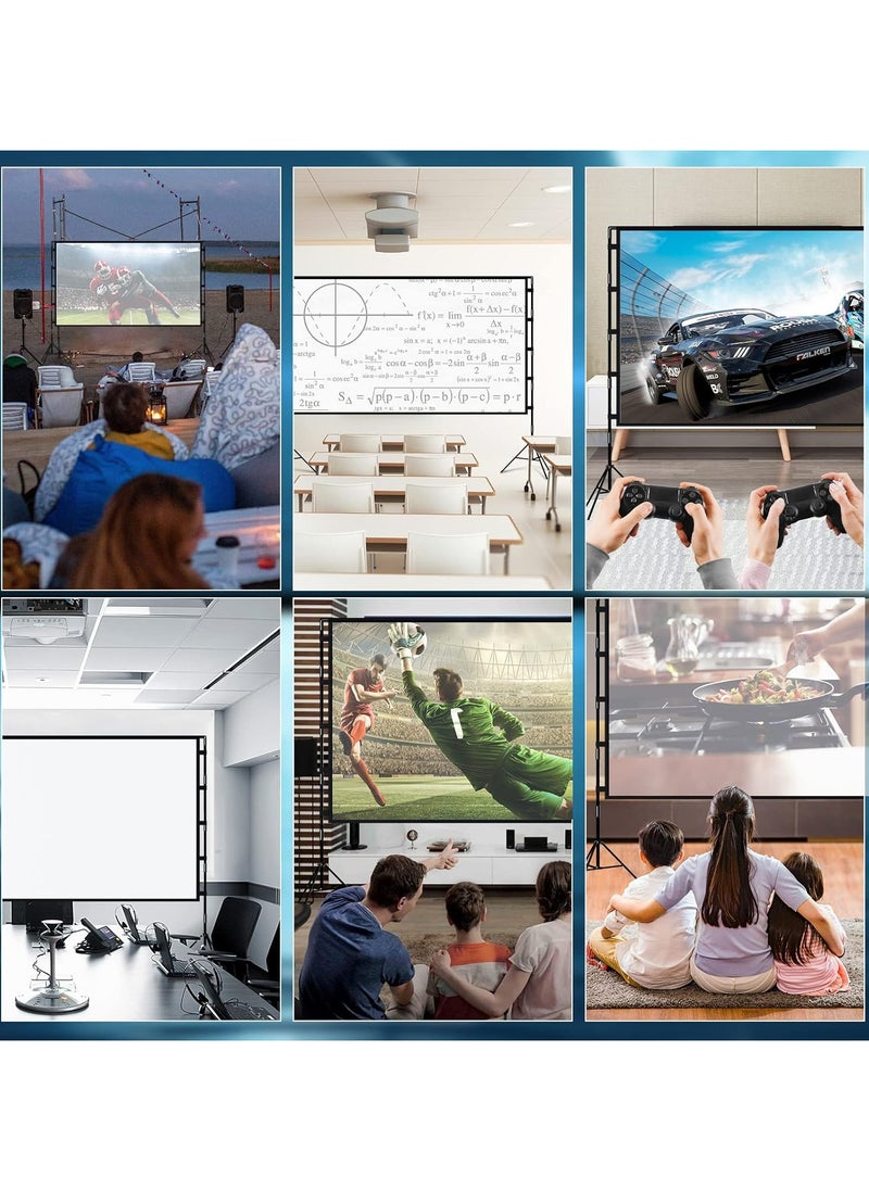 CityRiya-Long Projector Screen and Stand, 84 inch Portable Projector Screen with Stand, Indoor Outdoor Projection Screen, 16:9 4K HD Wrinkle-Free Movie Screen with Carry Bag for Home Movie Theater  - Image 5