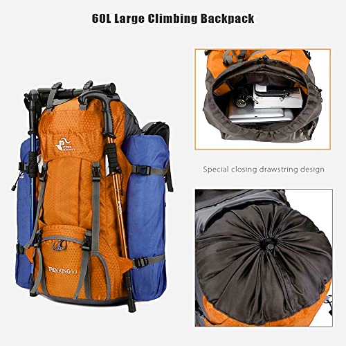 Bseash 60L Waterproof Hiking Camping Backpack with Rain Cover, Large Outdoor Sport Travel Daypack Rucksack for Climbing - Image 5
