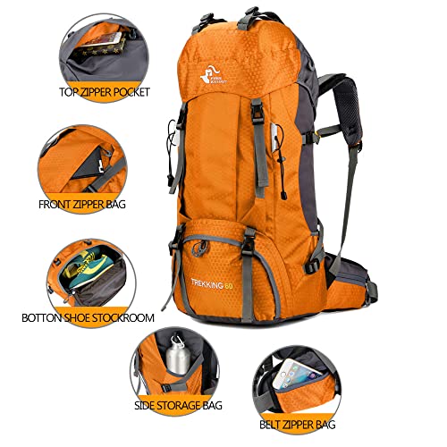 Bseash 60L Waterproof Hiking Camping Backpack with Rain Cover, Large Outdoor Sport Travel Daypack Rucksack for Climbing - Image 3