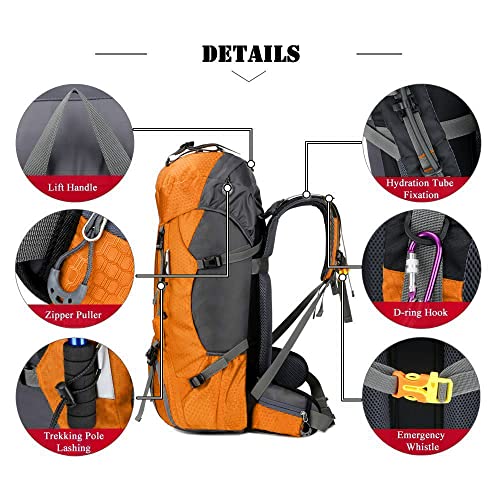 Bseash 60L Waterproof Hiking Camping Backpack with Rain Cover, Large Outdoor Sport Travel Daypack Rucksack for Climbing - Image 4