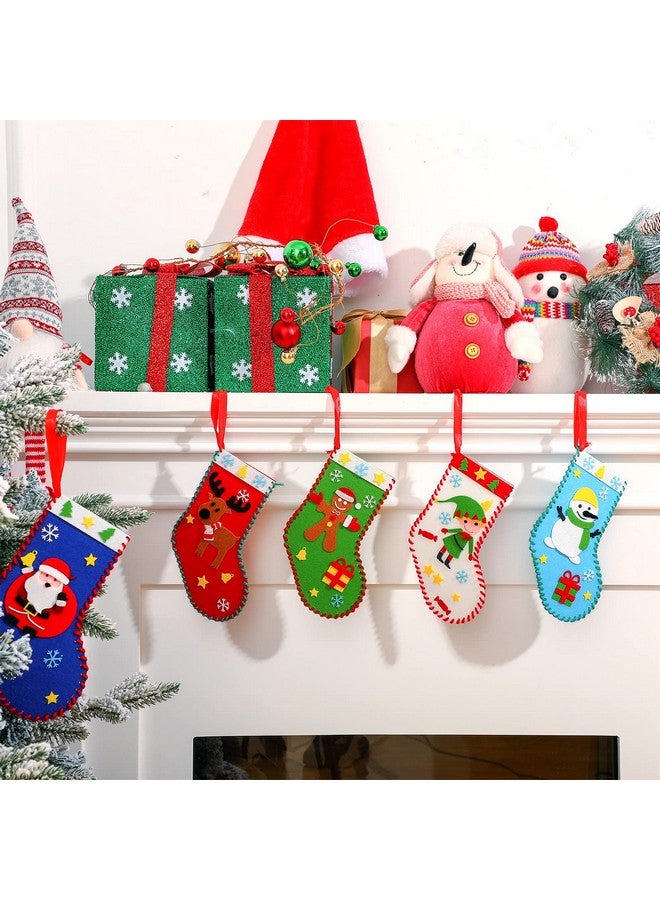 Breling Breling 10 Pieces Felt Christmas Craft DIY Christmas Felt Stockings with Ornaments Handmade Sewing Sock Kits for Kids Favors Decorations Crafts Kits Party Hand DIY Supplies, 5 Styles - Image 5
