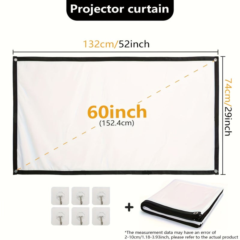 60 Inch Portable Projection Screen Foldable High Definition Display For Outdoor Activities Meetings Parties Supports 4K Lightweight Ultra High Definition - Image 3