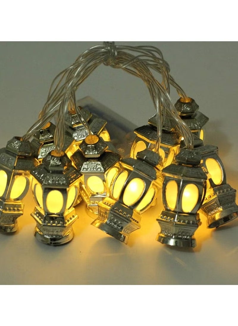 Generic Pack of 2 Muslim Ramadan Lanterns String Lights Eid Light Decoration for Festival Party Bedroom Birthday (Warm White, 1.65m, 10 LEDs)  - Image 2