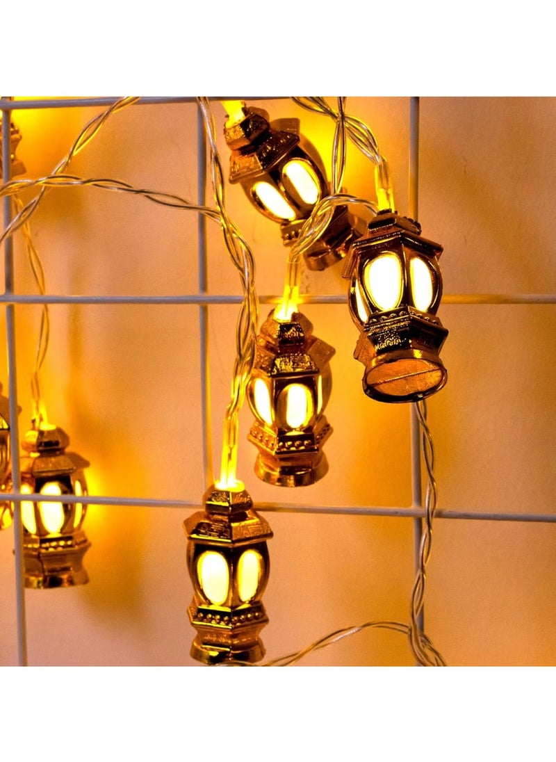 Generic Pack of 2 Muslim Ramadan Lanterns String Lights Eid Light Decoration for Festival Party Bedroom Birthday (Warm White, 1.65m, 10 LEDs)  - Image 3
